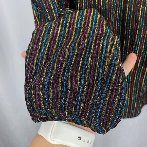 Anthropologie See U Soon Black Sparkle Multicoloured Blouse - Size Small - Picture 11 of 16